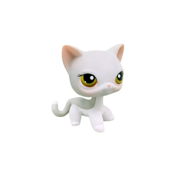 #138 Littlest Pet Shop Rare Grey White Short Hair Cat Limited LPS Green Eyes New