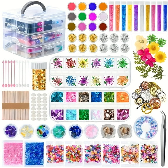 138 Pcs Resin Jewelry Making Kit - Complete Resin Kit for Beginners with 3-Layer Storage Box, Epoxy Resin Kit with Resin Molds & Resin Art Supplies, Ideal for Craft Sets for Adults & DIY Projects
