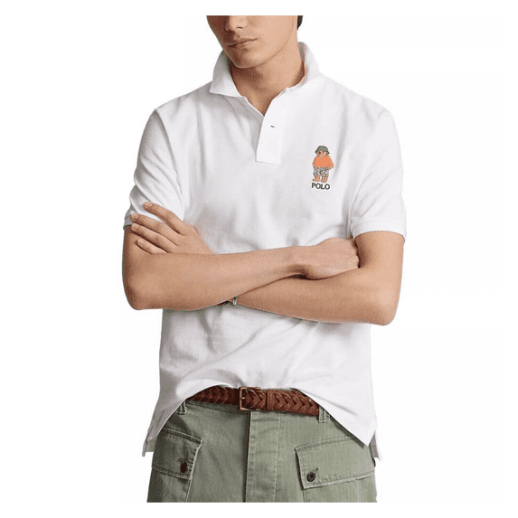 $138 Polo Ralph Lauren Men's,BigandTall Classic Fit Polo Bear Mesh Shirt,White,2LT