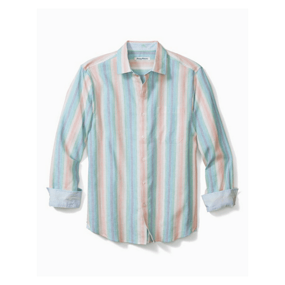 $138 Tommy Bahama Men's, Sunset Pier Stripe Shirt, Blue Crush, S