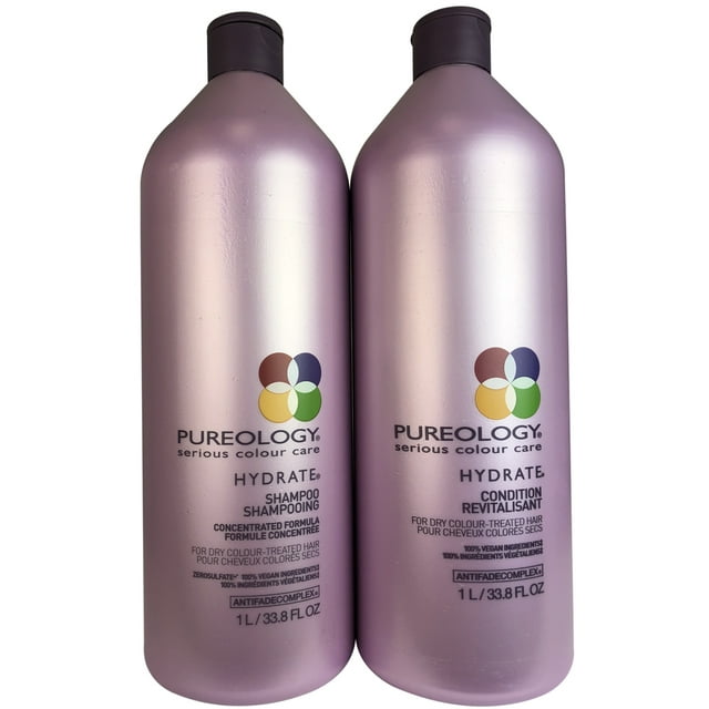 ($138 Value) Pureology Hydrate Shampoo And Conditioner Liter Set, 33.8 Fl Oz