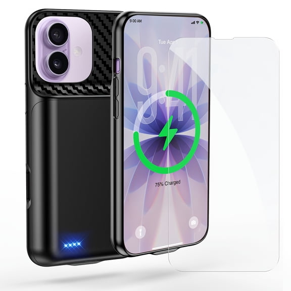 13800mAh Battery Case for iPhone 17/16/15/14/13/12 Series, Ultra‑High‑Capacity Portable Extended Charger Pack with Built‑in Power Bank & Screen Protector, Great Gift for iPhone Users