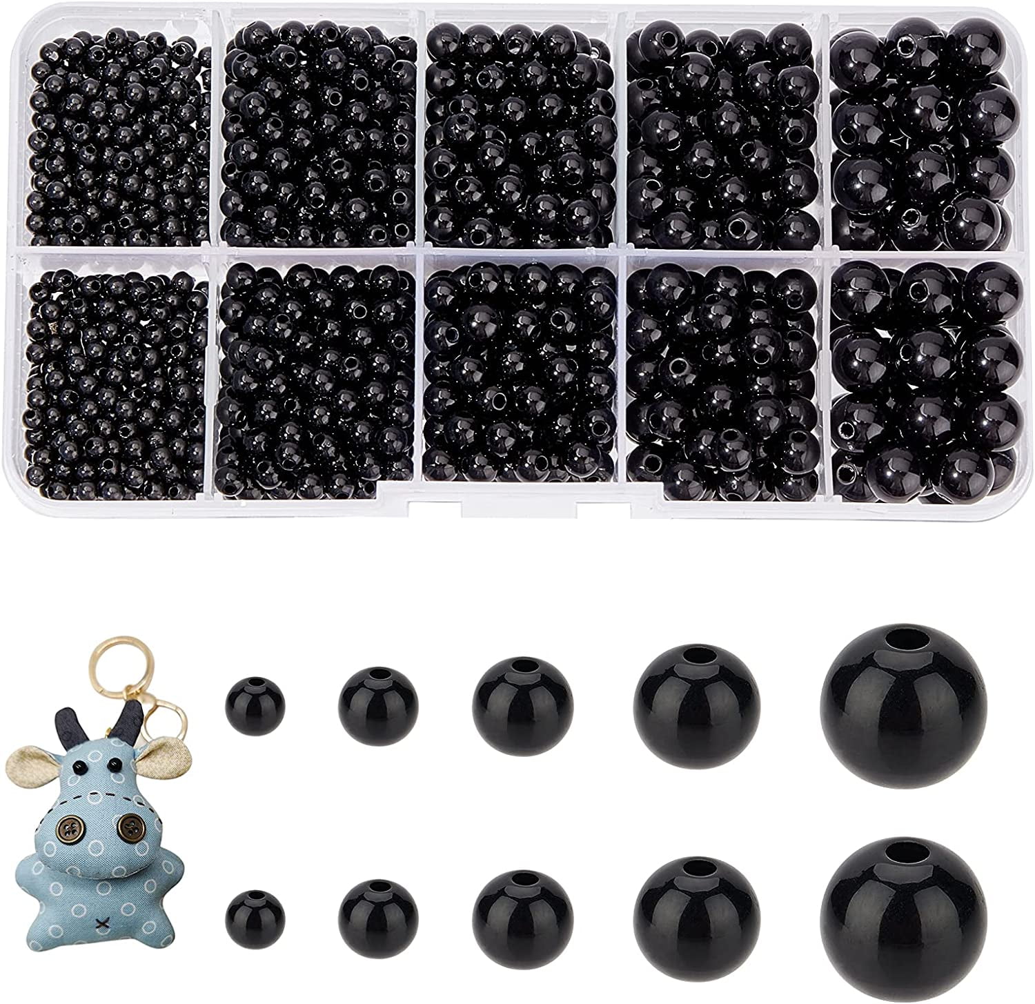 12mm Plastic safety eyes for toys and amigurumi - Black x10 pairs - Perles  & Co