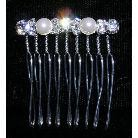 #13878 Simple Rhinestone Pearl Comb