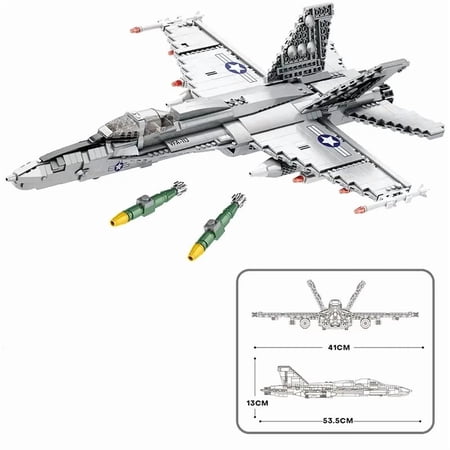1387PCS F-18 Strike Fighter Aircraft Building Blocks Military Carrier-Base Fighter Model With Display Stand Puzzle Toy Idea Gift