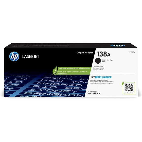 138A Black Toner Cartridge | Works Laserjet Pro 3001 Series, Laserjet Pro MFP 3101 Series | W1380A
