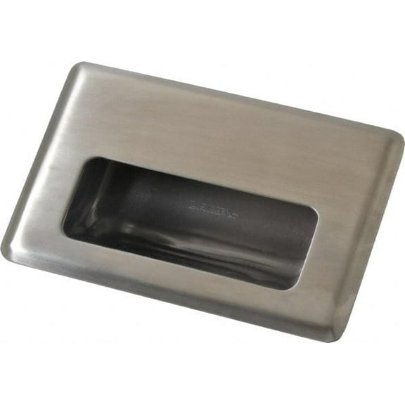 138mm Overall Width x 88mm Overall Height, 21mm Recess Depth, Satin Sheet Metal Recessed Pull with M4 Stud