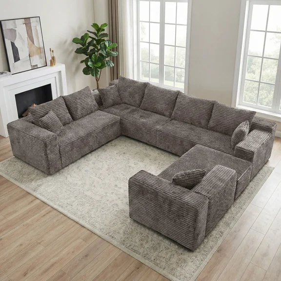 VERDECORE 139'' Boneless Cloud Sectional Couch, Deep Seat, No Assembly for Living Room
