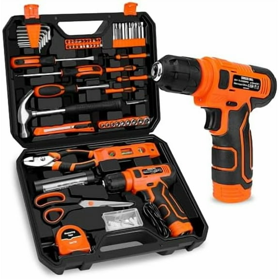 139-Piece Tool Set - Tool Kit with 8V Cordless Drill Driver in ToolBox Storage Case, General Household Drill Set for Home Repairs, Handyman, DIY Projects$$Tools & Hardware Other