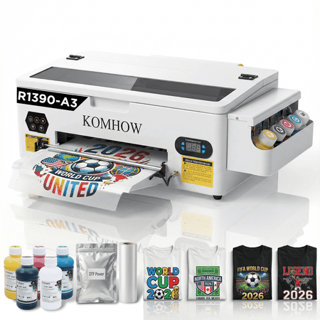 1390 DTF Printer - A3 Tshirt Printing Machine, Direct to Film Heat Transfer Printer with White Ink Circulation System, DIY Print for Clothing(Printer Only)