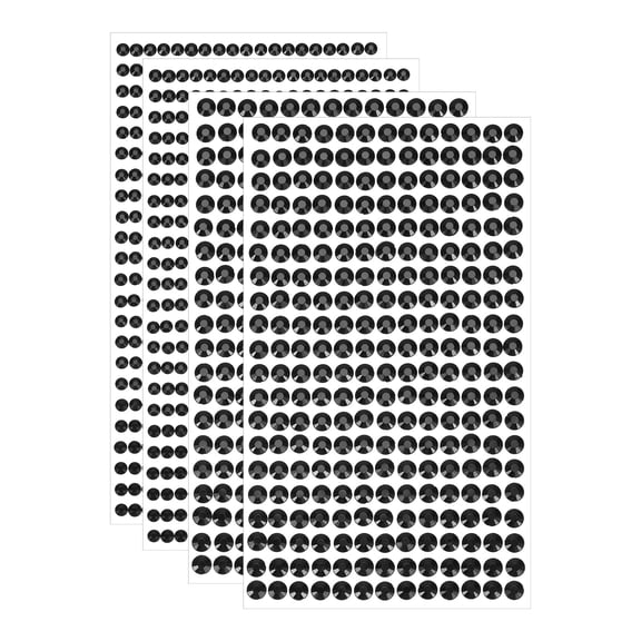 1394Pcs 4mm/6mm Rhinestone Stickers for Crafts, 4 Sheet Round Rhinestone Sticker for Scrapbooking, Black