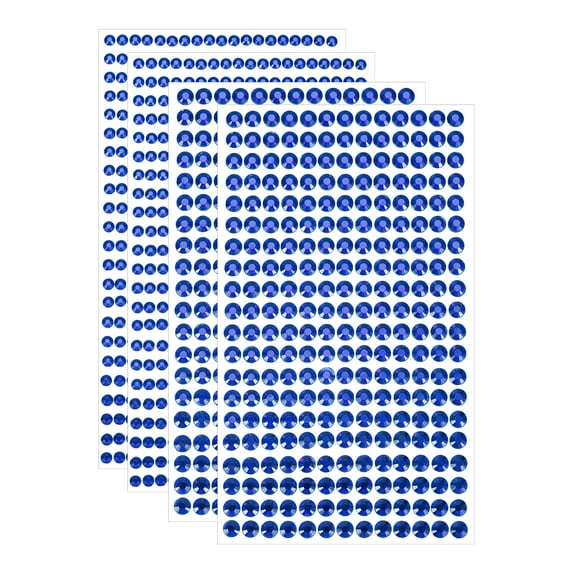 1394Pcs 4mm/6mm Rhinestone Stickers for Crafts, 4 Sheet Round Rhinestone Sticker for Scrapbooking, Deep Blue
