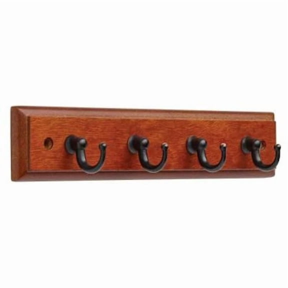 139632 8 3/4" Dark Caramel W/ Bronze & Copper 4 Hook Key Rail