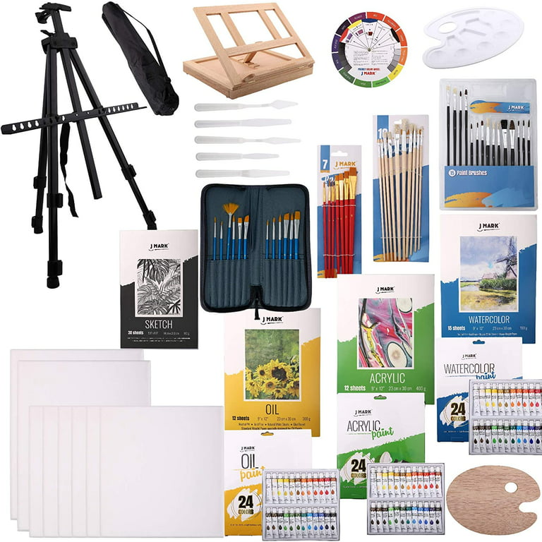 US Art Supply 72-Piece Deluxe Acrylic Painting Set with Aluminum Floor Easel