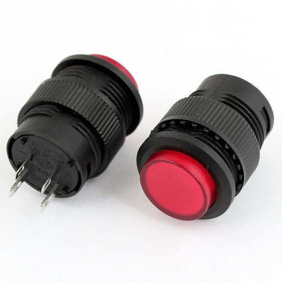 13A 125V 1.5A 250V 4 Pin SPST NO N/O Round Momentary Push Button Switch 2pcs