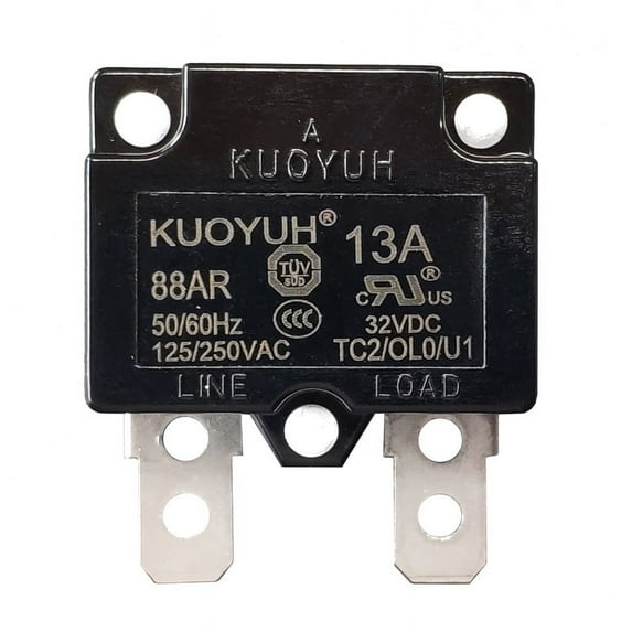13A Circuit Breaker - KUOYUH 13 Amp 88AR Series Automatic-Reset Thermal Circuit Breaker