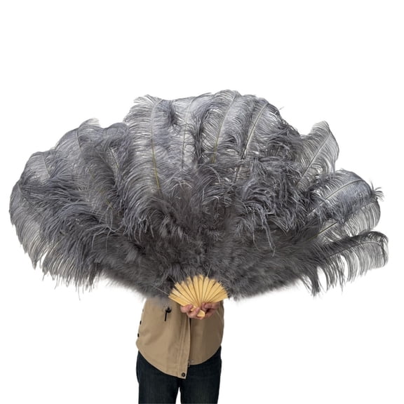 13Bones Ostrich Feather Fan Stages Performance Carnival Show Accessory Big Feather Fan
