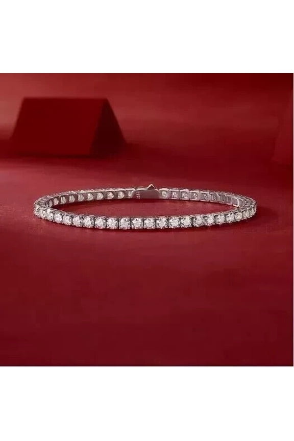 13Ct Round Cut Simulated Diamond Tennis Bracelet 14K White Gold Plated 7inch
