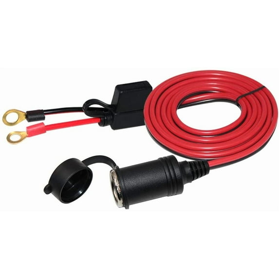 13FT 12V Female Cigarette Lighter Socket Battery Eyelet Ring Terminal 12volt Extension Cord Outlet Adapter Plug Power Supply Car Electrical Dc Cigarettes Charger Accessory Connector Kit 15Fuse(13FT)