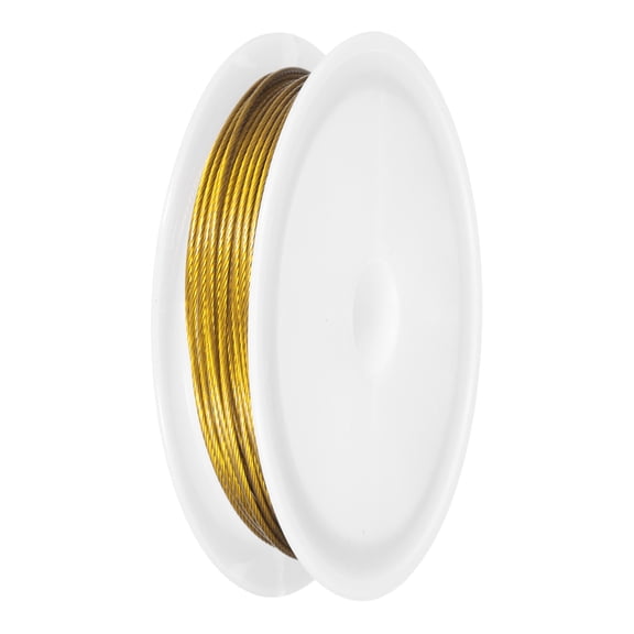 13FT (4m) 0.039inch (1mm) 7-Strand Bead String Wire, Stainless Steel Nylon Coated Bead Cord Stringing Wire for Jewelry Bracelet Beading Making, Gold