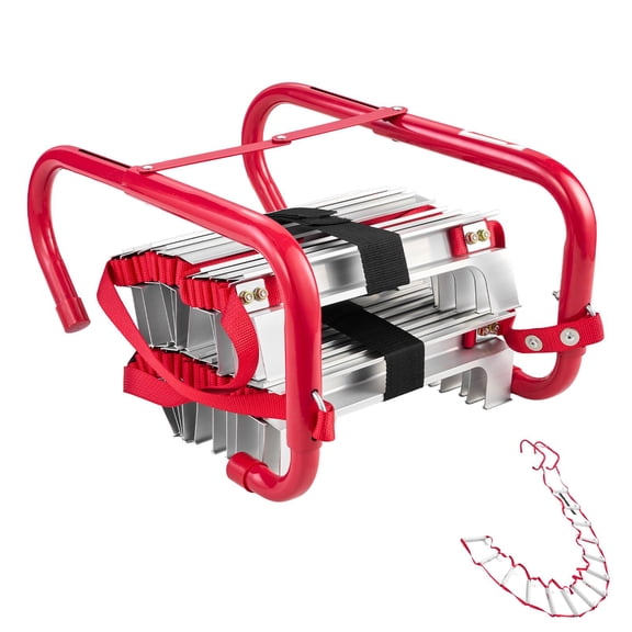 13FT Aluminum Alloy Fire Escape Ladder for 2 Story House,Lightweight Retractable Emergency Ladder with Anti-Slip Rungs,1000LB Capacity for Bedroom Window Safety