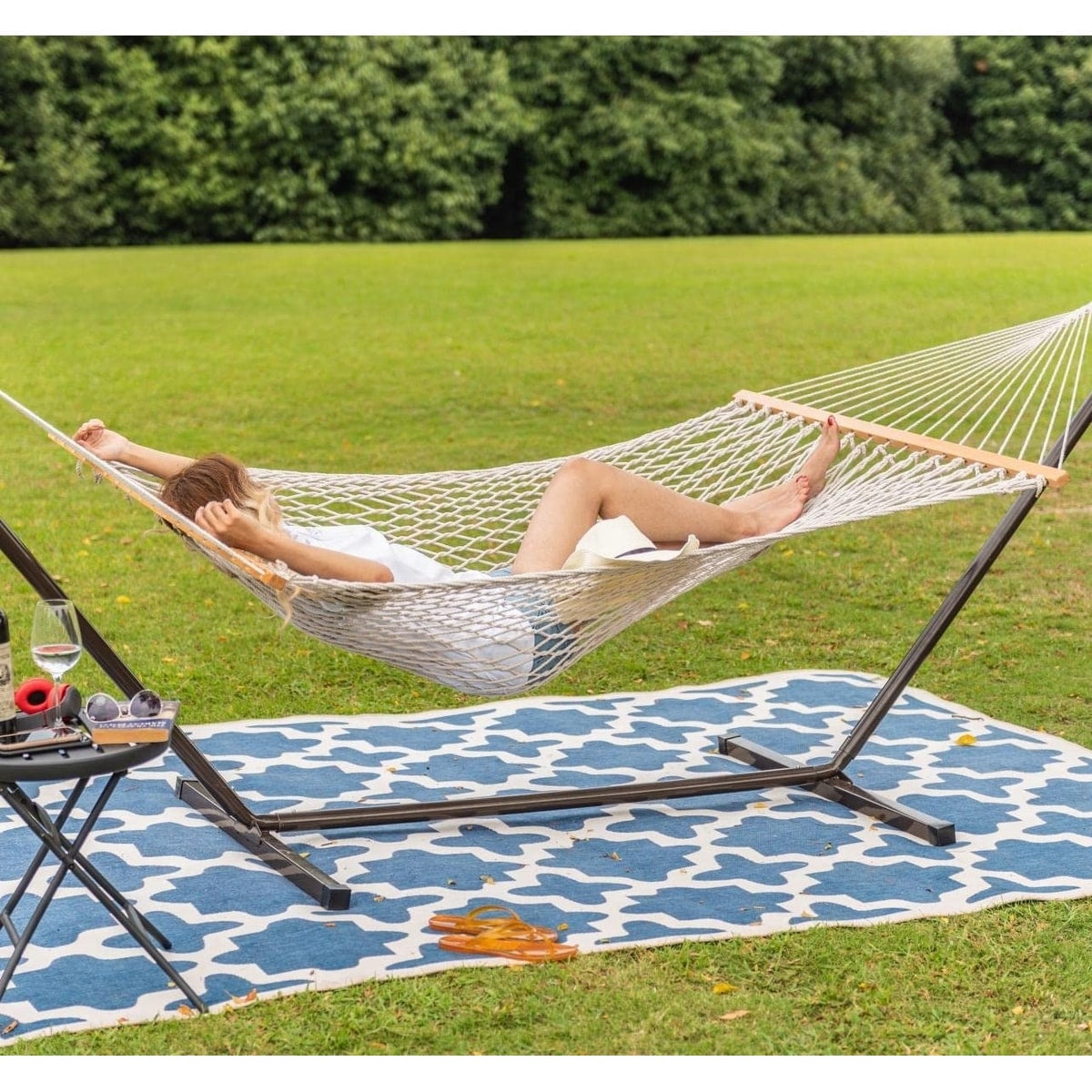 13FT Double Rope Hammocks, Traditional Hand Woven Cotton Hammock