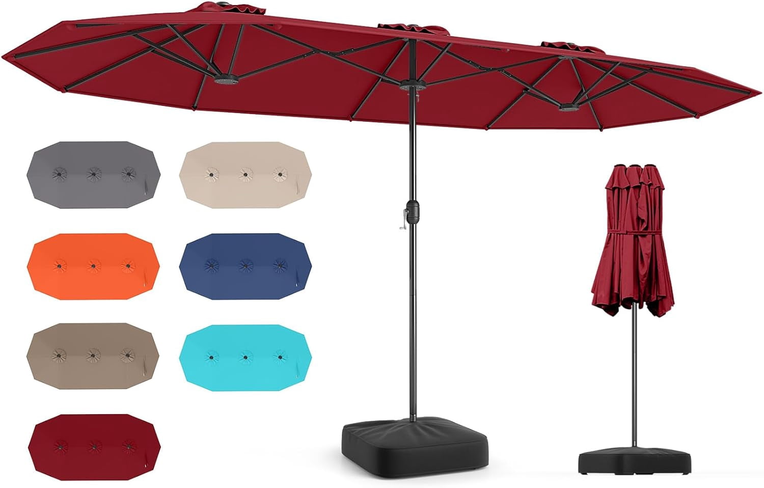 13FT Double-sided Patio Umbrella, Extra Large Twin Table Umbrella with ...