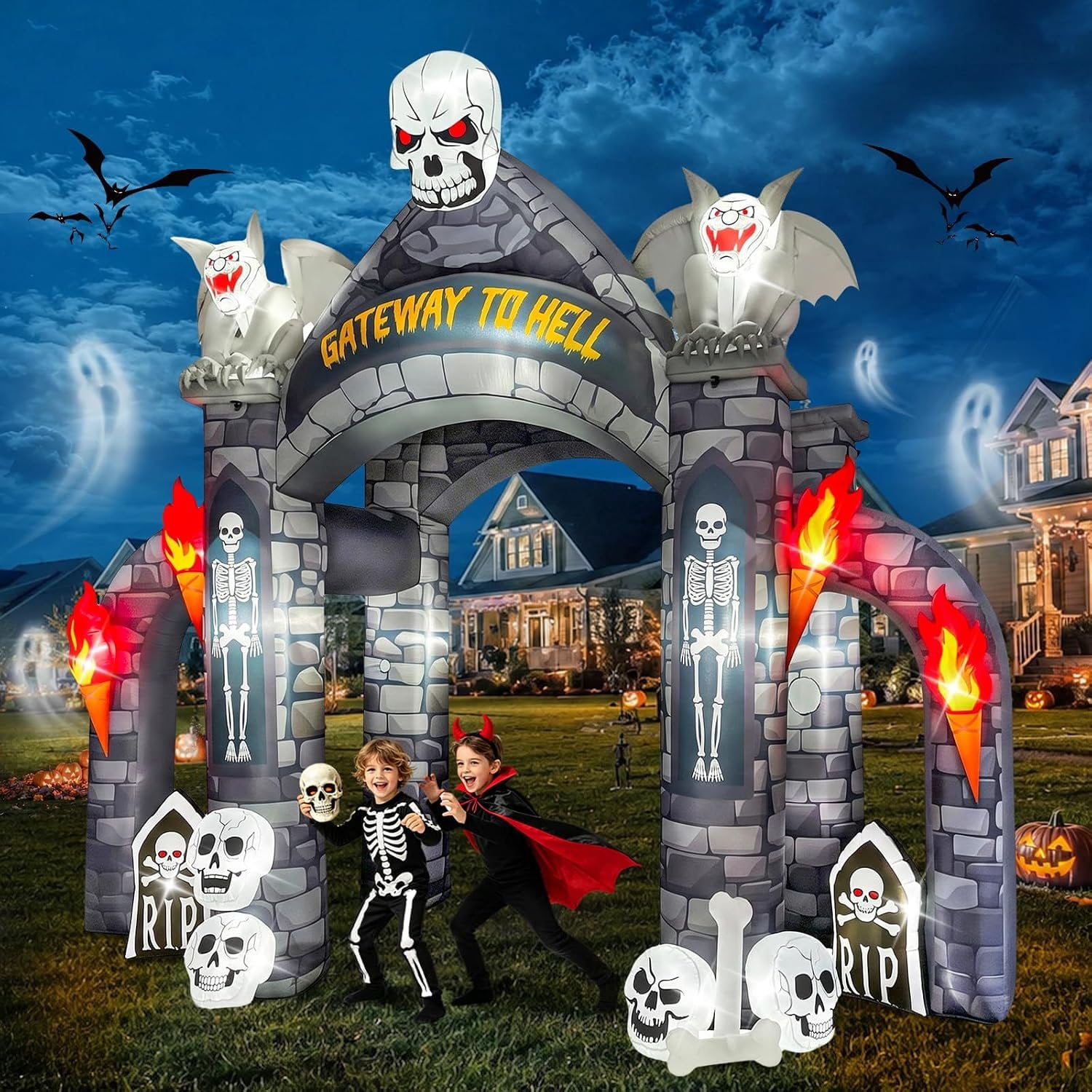 13FT Halloween Inflatables Giant Haunted Cemetery Arch Inflatable ...