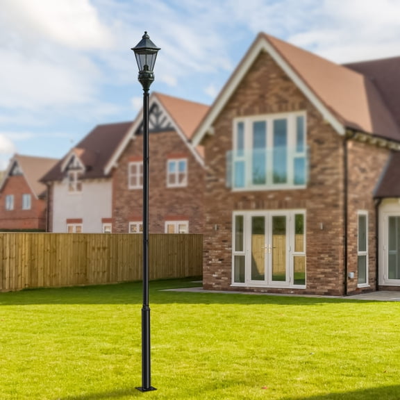 13FT Heavy Duty Outdoor Light Pole, 3-Piece Split Design Street Lamp Post with Foundation Base, Galvanized Iron for Yard, Garden, Driveway, Parking Area