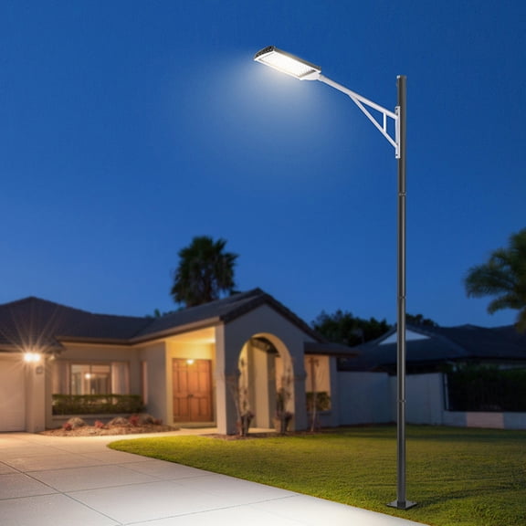 13FT Heavy Duty Street Light Pole, Galvanized Steel Outdoor Lamp Post with 374 Lbs Load Capacity & Ground Cage, Black Weather-Resistant Finish for Parking Lots, Parks