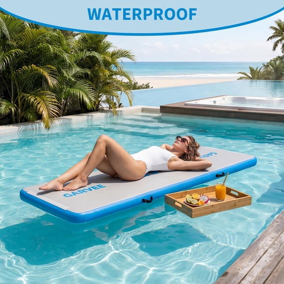 13FT Inflatable Air Track Mat – 4" Thick Gymnastics Tumbling Mat with Pump, Portable for Home, Yoga, Cheerleading,Water – Blue