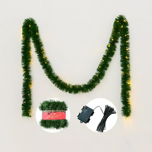 13FT Lighted Christmas Garland Battery Powered Artificial Pine Greenery with Mini LED Lights for Indoor Outdoor Staircase Railing Mantle Home Holiday Party Decor(Batteries Not Included)