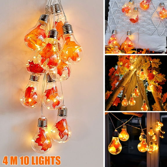 13FT Maple Leaf Bulb String Lights with 10 LED Light Bulbs Fall Leaves String Lights for Indoor Outdoor Autumn Harvest Party Festival Home Patio Thanksgiving Fall Dcor