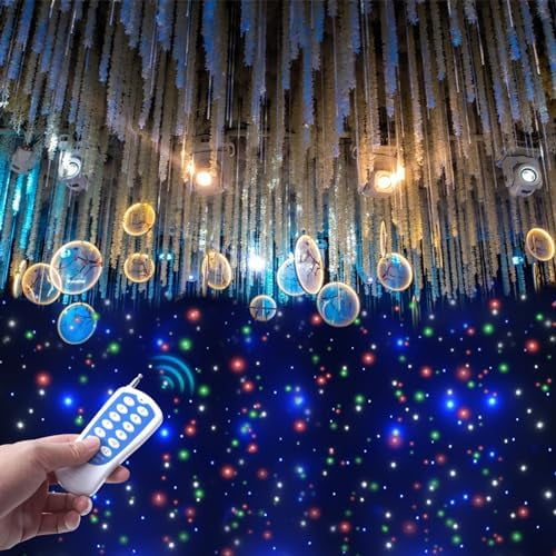 13FTx13FT LED Stage Backdrop 320 LED Beads Colorful Star Stage Backdrop Curtain with DMX512 Controller, Stage Wedding Starry Sky Cloth Background 12W$$Music