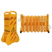 13Ft Extendable Mobile Safety Sign/Barrier with Locking Straps, Folding Traffic Barricade Fence, Plastic Barricade for Construction, Traffic Control, Driveway Gate