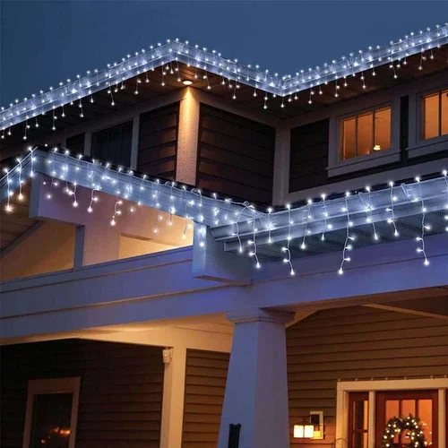 13Ft Led Icicle Lights Cool White Curtain String Light Xmas Wedding Party Decor