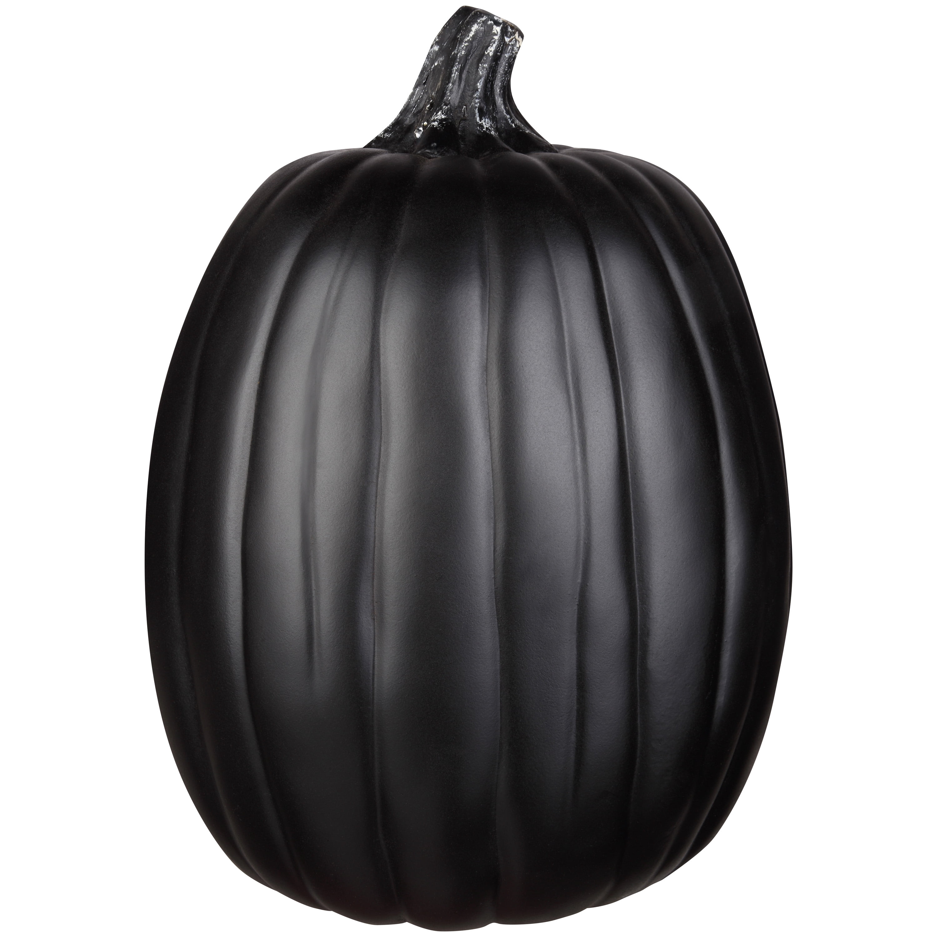 13-Inch Black Craft Pumpkin with Black Natural Stem for Outdoor Decoration