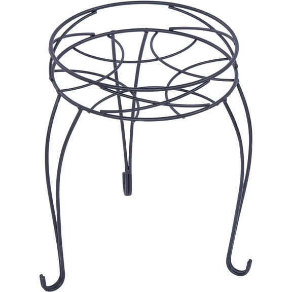 13IN Mainstays Round Matte Black Metal Plant Stand