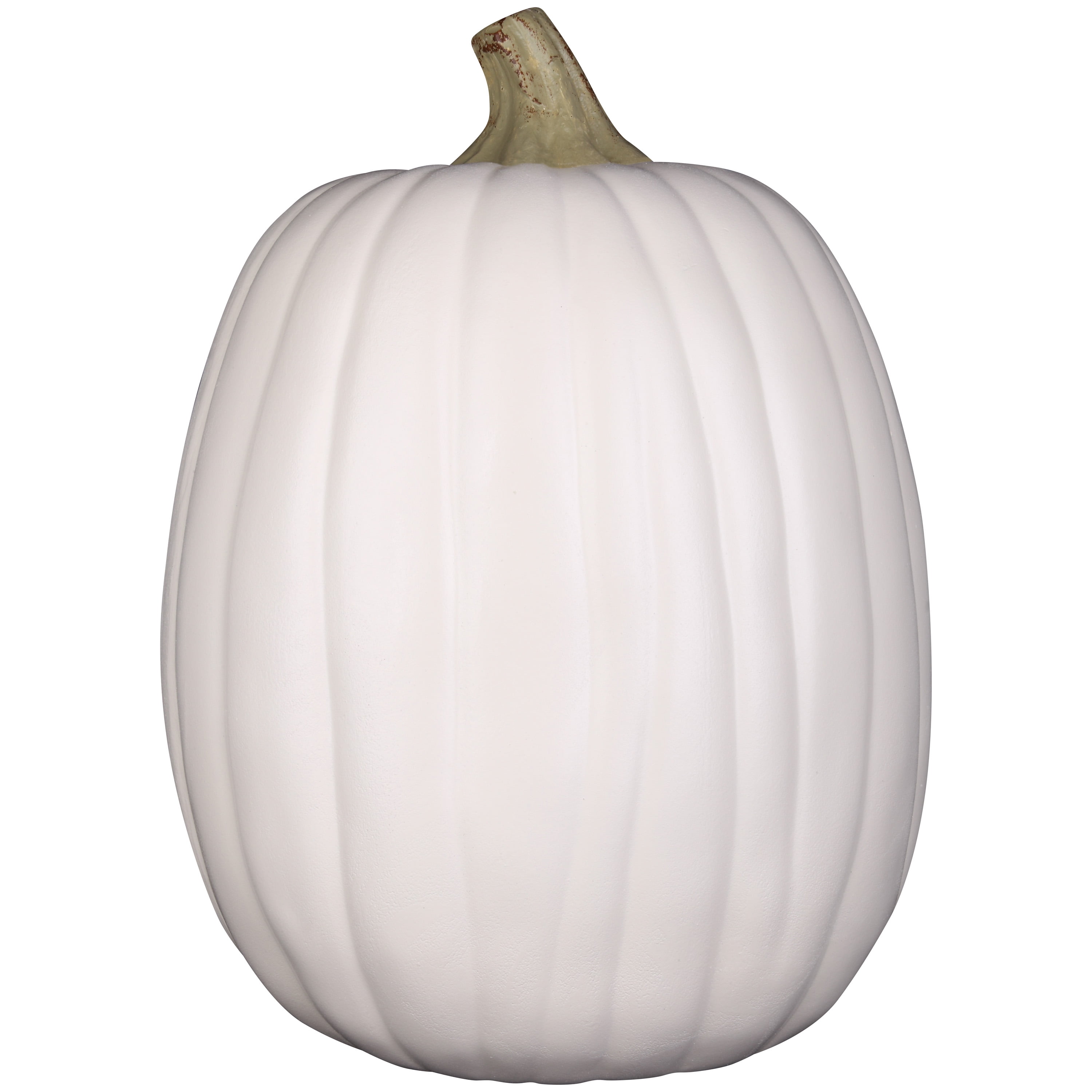 13-Inch-Tall Molded Cream White Craft Pumpkin with Natural Gold Stem for Outdoor Fall Decor