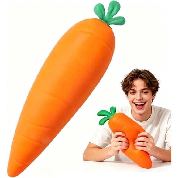 13In Carrot Squishy, Jumbo Squishy Carrot Giant Big Realistic Carrot Moldable Soft Squishys Slow Rising Stress Ball for Anxiety Stress Party Favor for Adults (13IN Carrot)