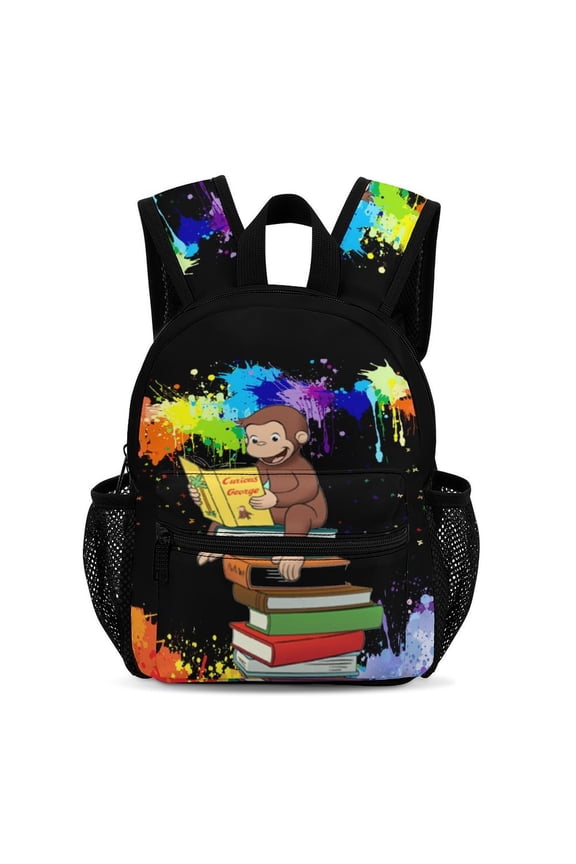 13In Curio-us Monkey Geor-g Backpack Front Pocket Small Knapsack Daypack Lightweight Bookbag
