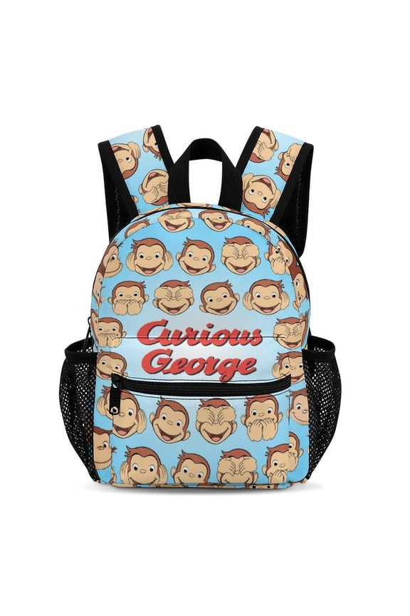 13In Curio-us Monkey Geor-g Backpack Front Pocket Small Knapsack Daypack Lightweight Bookbag