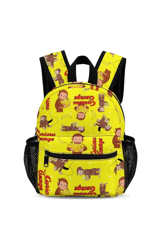 13In Curio-us Monkey Geor-g Backpack Front Pocket Small Knapsack Daypack Lightweight Bookbag