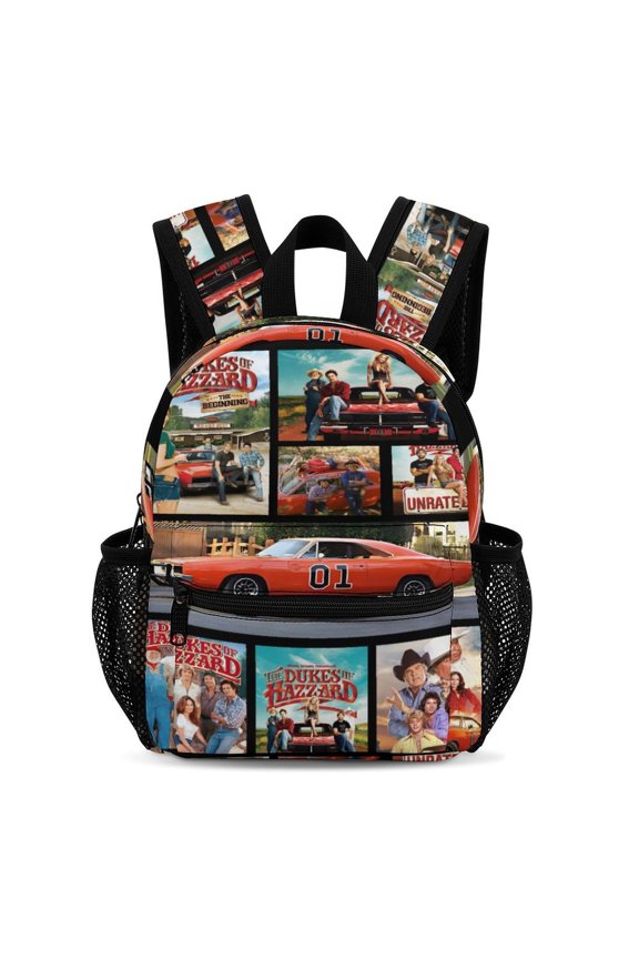 13In Dukes Orange Car Haz-zard Backpack Front Pocket Small Knapsack Cartoon Daypack Lightweight Bookbag