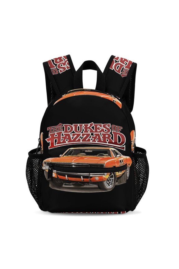 13In Dukes Orange Car Haz-zard Backpack Front Pocket Small Knapsack Cartoon Daypack Lightweight Bookbag