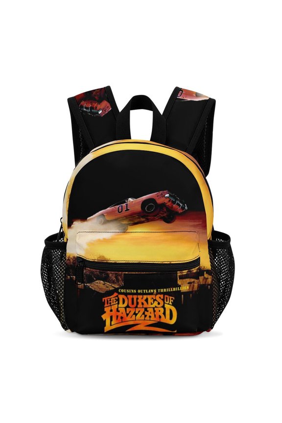 13In Dukes Orange Car Haz-zard Backpack Front Pocket Small Knapsack Cartoon Daypack Lightweight Bookbag