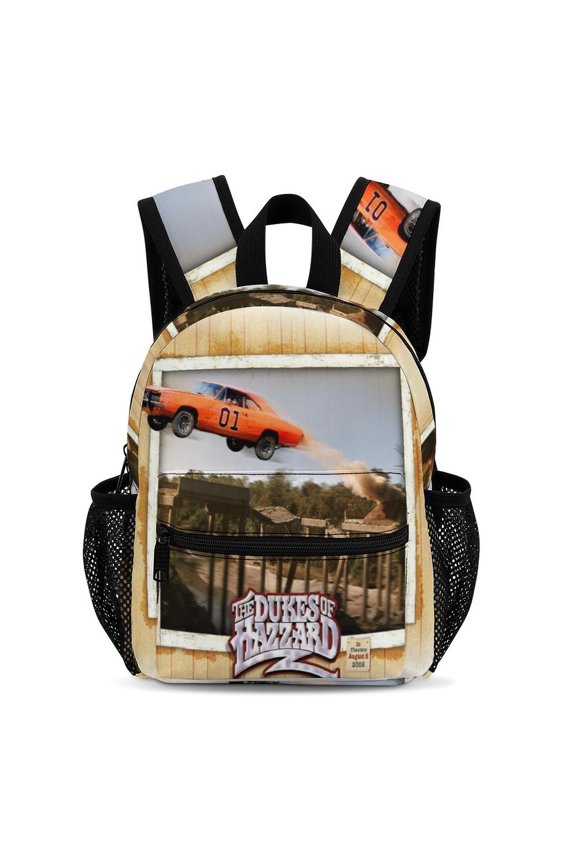 13In Dukes Orange Car Haz-zard Backpack Front Pocket Small Knapsack Cartoon Daypack Lightweight Bookbag
