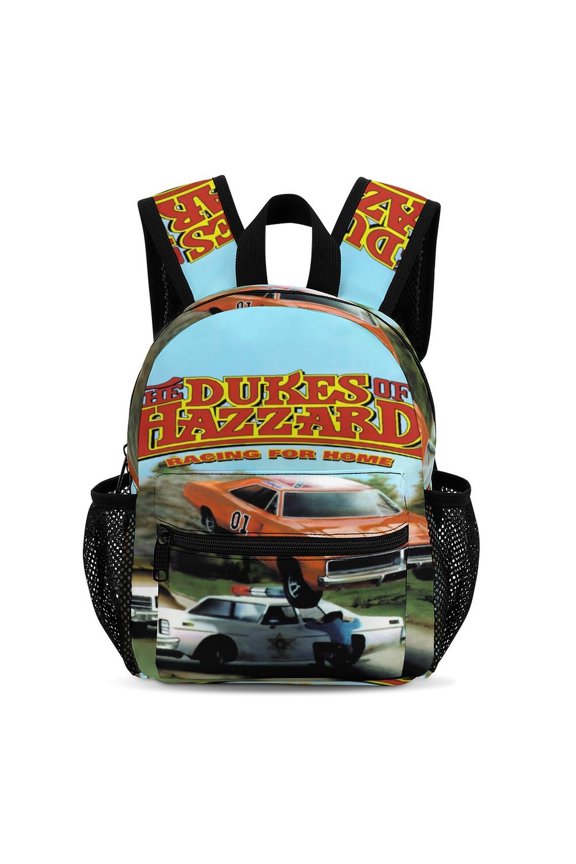 13In Dukes Orange Car Haz-zard Backpack Front Pocket Small Knapsack Cartoon Daypack Lightweight Bookbag