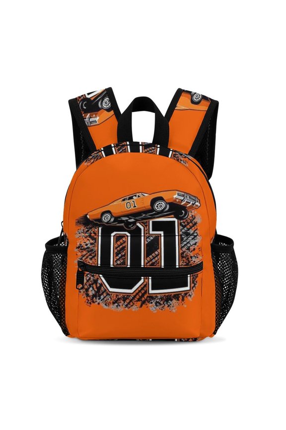 13In Dukes Orange Car Haz-zard Backpack Front Pocket Small Knapsack Cartoon Daypack Lightweight Bookbag