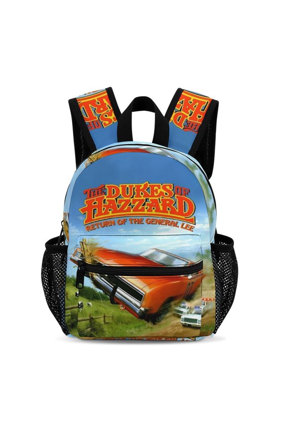 13In Dukes Orange Car Haz-zard Backpack Front Pocket Small Knapsack Cartoon Daypack Lightweight Bookbag